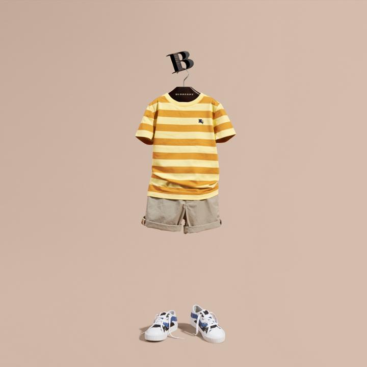 Burberry Burberry Striped Cotton T-shirt, Size: 14y, Yellow