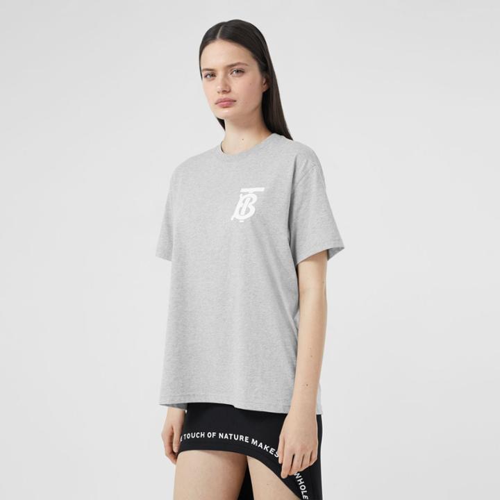 Burberry Burberry Monogram Motif Cotton Oversized T-shirt, Grey
