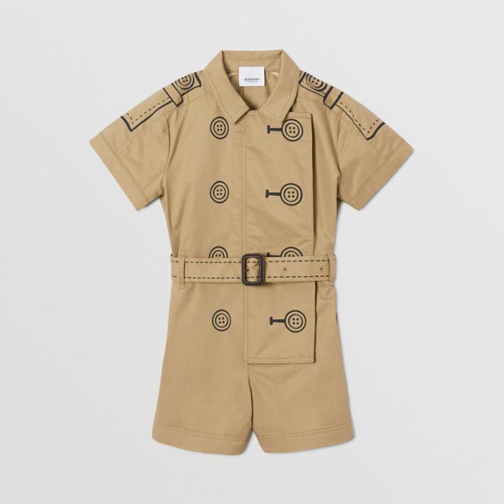 Burberry Burberry Childrens Trompe L'oeil Cotton Belted Playsuit, Size: 10y, Yellow