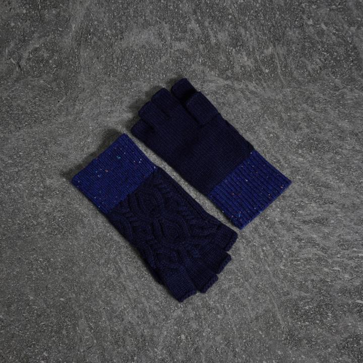 Burberry Burberry Wool Cashmere Fingerless Gloves, Blue