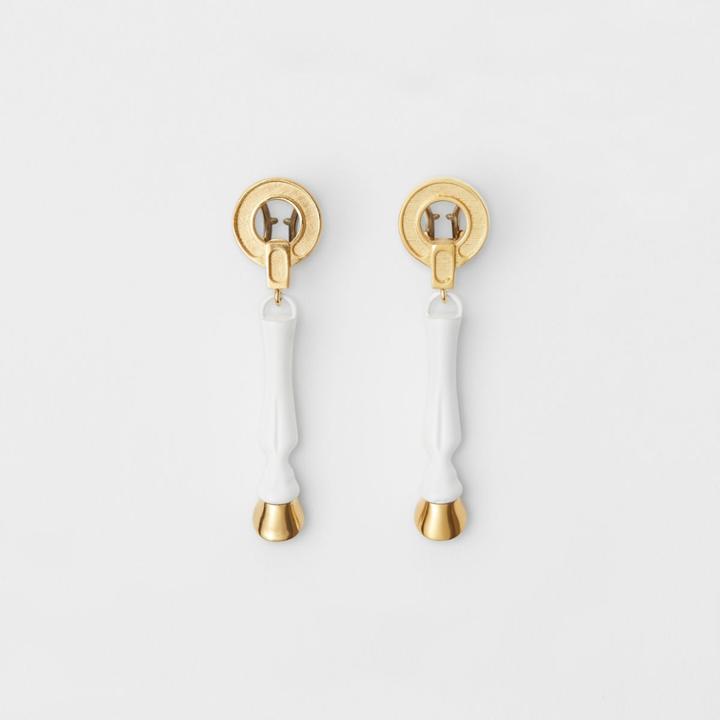 Burberry Burberry Resin And Gold-plated Hoof Drop Earrings, White