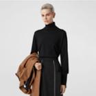 Burberry Burberry Logo Tape Merino Wool Silk Roll-neck Sweater, Size: Xl, Black