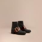 Burberry Burberry The Buckle Boot In Rubberised Leather, Size: 37, Black