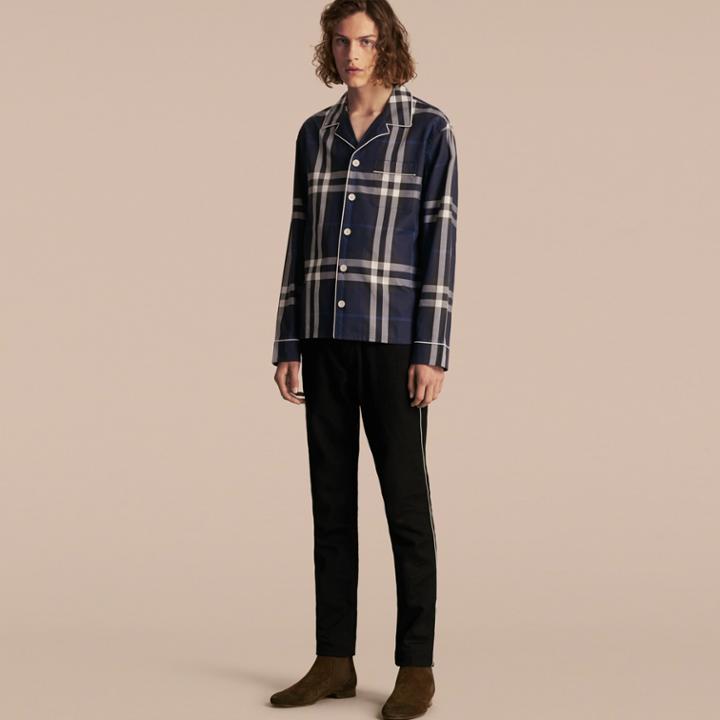 Burberry Burberry Check Cotton Pyjama-style Shirt, Size: Xs, Blue