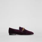 Burberry Burberry Link Detail Velvet Loafers, Size: 35, Purple