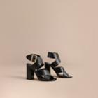 Burberry Burberry Buckle Detail Patent Leather Sandals, Size: 37, Black