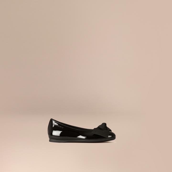 Burberry Burberry Bow Detail Leather Ballerinas, Size: 29, Black