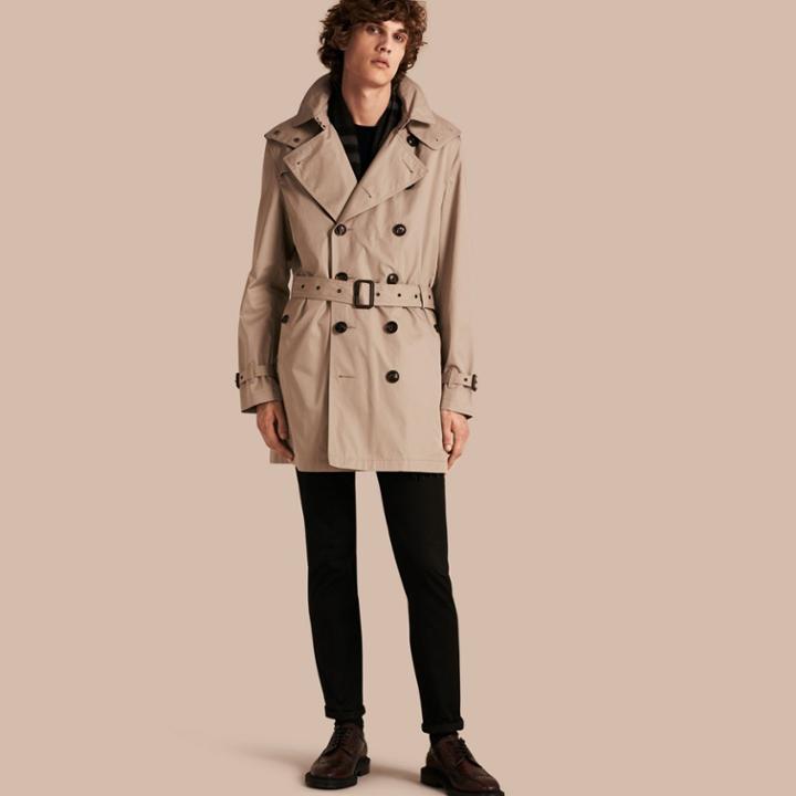 Burberry Burberry Cotton Trench Coat With Detachable Hood, Size: Xxxl, Beige
