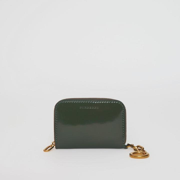 Burberry Burberry Link Detail Patent Leather Ziparound Wallet, Green