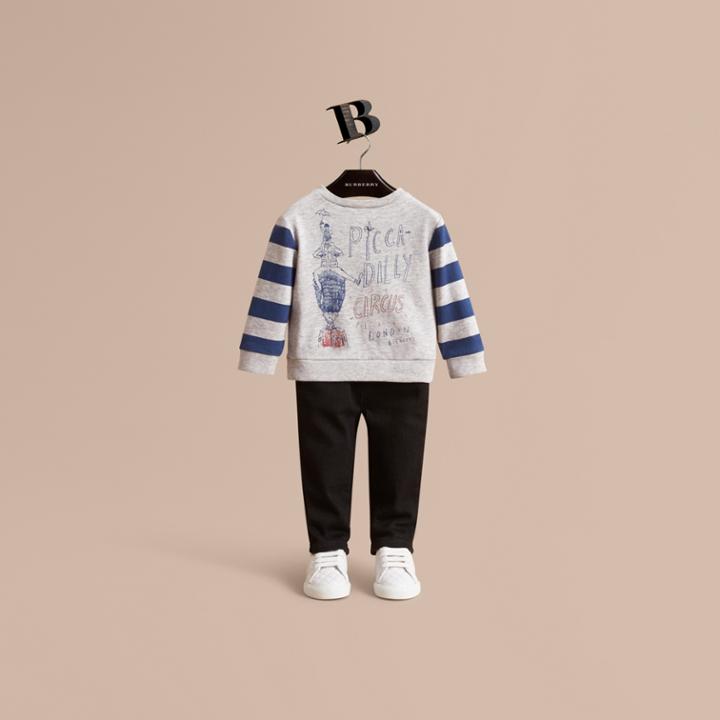 Burberry Burberry Long-sleeve London Icons Print Cotton T-shirt, Size: 3y, Blue