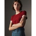 Burberry Burberry Check Cuff Stretch Cotton T-shirt, Size: Xs, Red