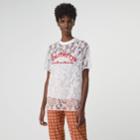 Burberry Burberry Embroidered Archive Logo Lace Top, Size: 02, White
