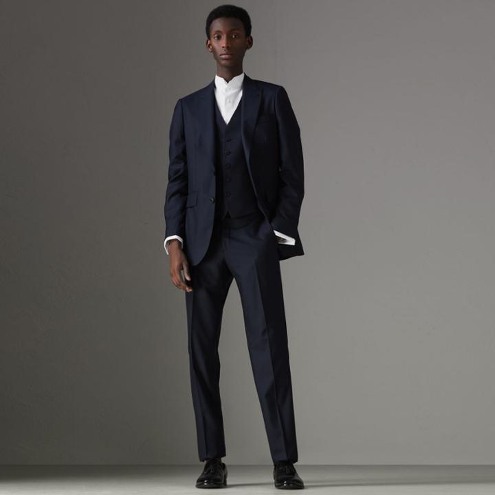 Burberry Burberry Slim Fit Three-piece Wool Silk Evening Suit, Size: 44r, Blue