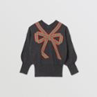 Burberry Burberry Childrens Icon Stripe Bow Wool Silk Sweater, Size: 14y, Grey