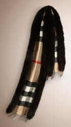 Burberry Fur-trimmed Check Cashmere Scarf