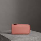 Burberry Burberry Two-tone Leather Ziparound Wallet And Coin Case, Pink