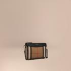 Burberry Burberry House Check And Leather Clutch Bag, Black
