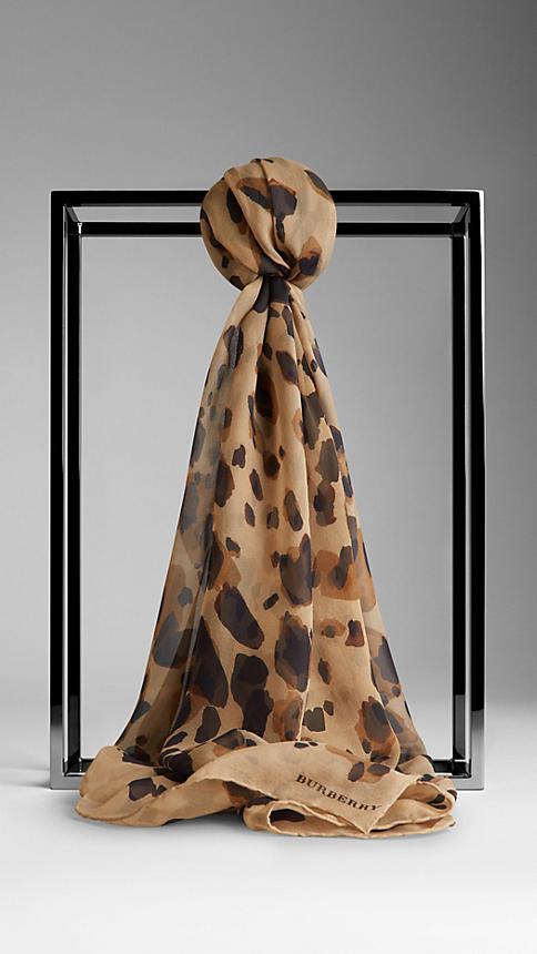 Burberry Animal Print Silk Georgette Scarf