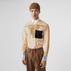 Burberry Burberry Classic Fit Pocket Detail Colour Block Cotton Shirt, Size: 14, Brown