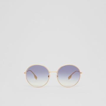 Burberry Burberry Icon Stripe Detail Round Frame Sunglasses