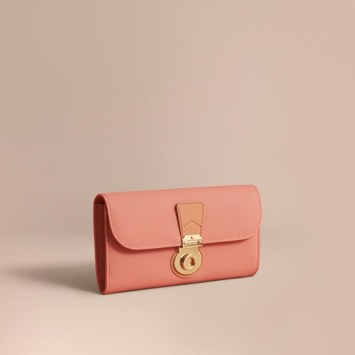 Burberry Burberry Two-tone Trench Leather Continental Wallet, Purple