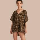 Burberry Burberry Animal Print Cotton Silk Swimwear Cover-up, Size: M-l, Beige