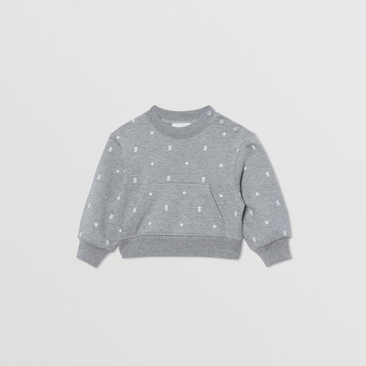 Burberry Burberry Childrens Star And Monogram Motif Cotton Sweatshirt, Size: 12m, Grey