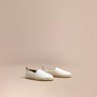 Burberry Burberry Check Detail Leather Espadrilles, Size: 41, White