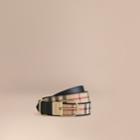 Burberry Burberry Horseferry Check And Leather Belt, Size: 65, Yellow