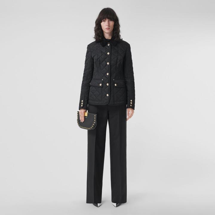 Burberry Burberry Corduroy Collar Diamond Quilted Nylon Barn Jacket, Size: 02