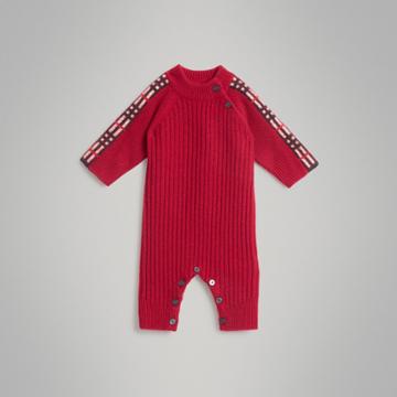 Burberry Burberry Check Detail Cashmere Jumpsuit, Size: 3m, Red