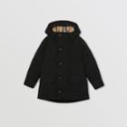 Burberry Burberry Childrens Hooded Coat With Detachable Icon Stripe Puffer, Size: 14y, Black