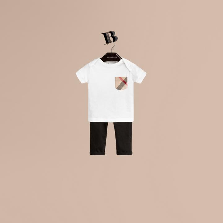 Burberry Burberry Check Pocket T-shirt, Size: 18m, White