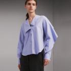 Burberry Burberry Ruffle Detail Cotton Shirt, Size: 12, Blue