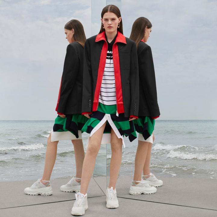 Burberry Burberry Logo Graphic Wool Reconstructed Polo Shirt Dress, White