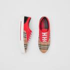 Burberry Burberry Vintage Check, Cotton Canvas And Suede Sneakers, Size: 45.5, Red