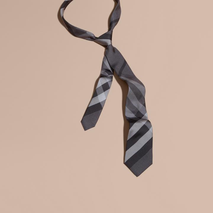 Burberry Burberry Modern Cut Beat Check Silk Tie, Dark Charcoal