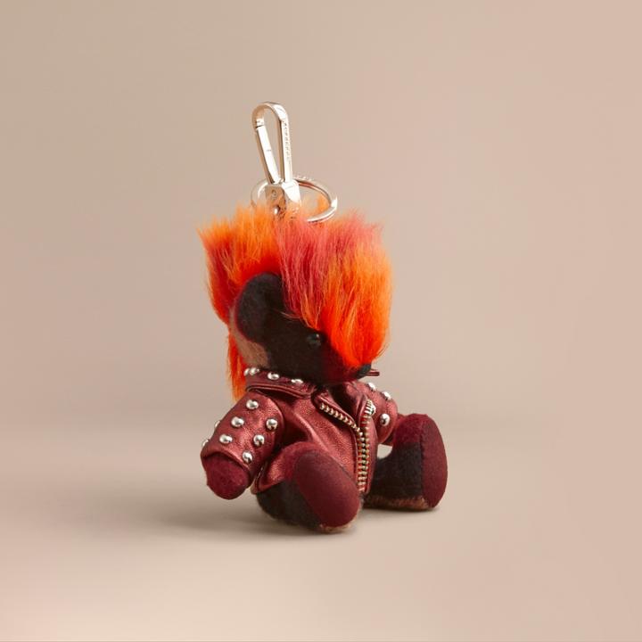 Burberry Burberry The Punk Thomas Bear Charm In Studded Lambskin, Red