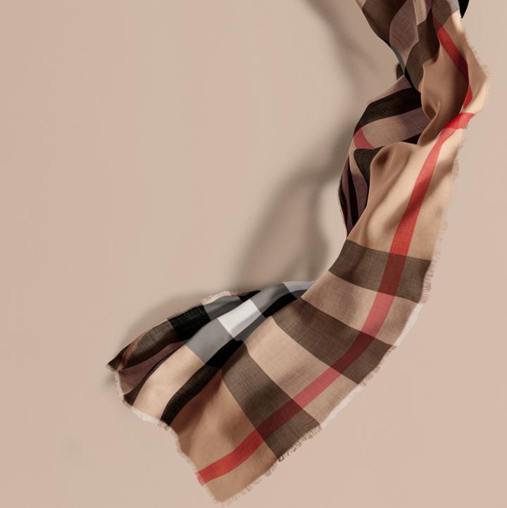 Burberry Burberry Extra-long Lightweight Cashmere Check Scarf, Brown