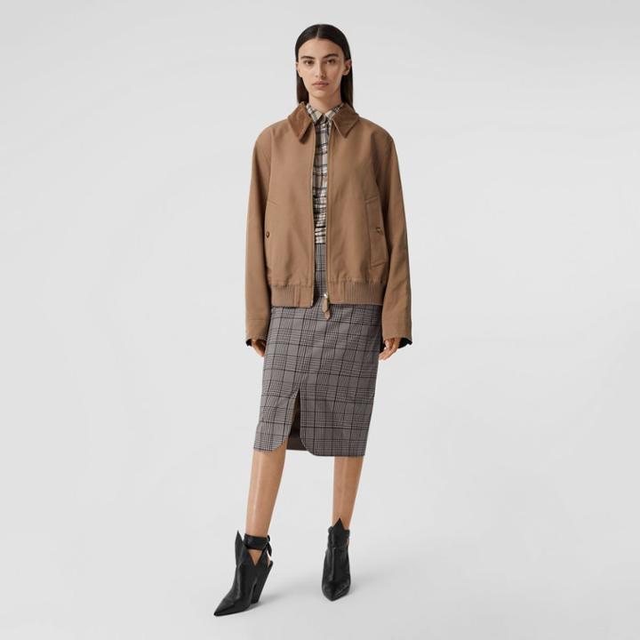 Burberry Burberry Check Wool Pencil Skirt, Size: 0, Brown