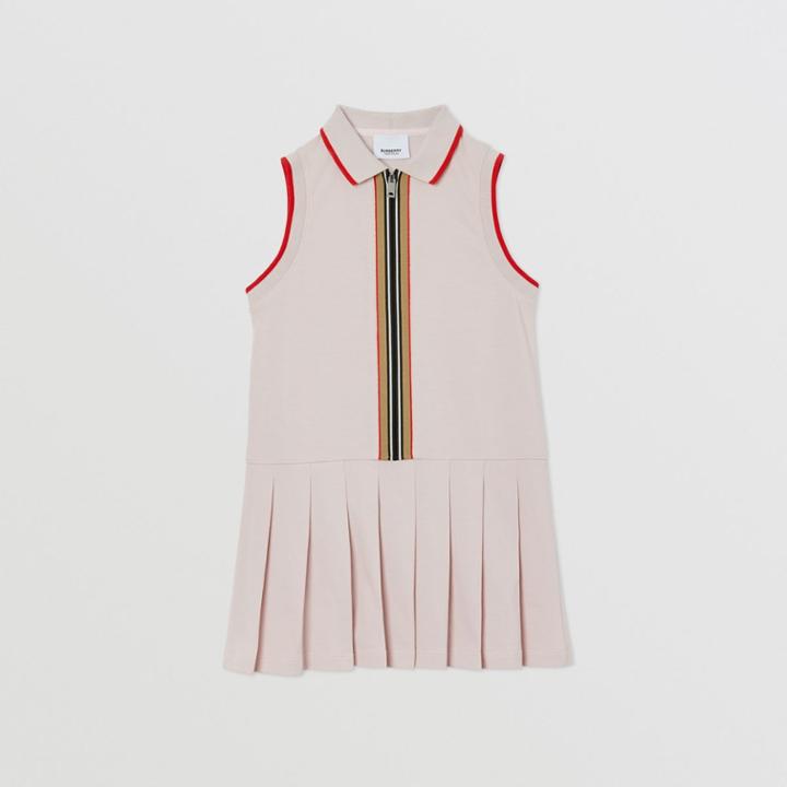 Burberry Burberry Childrens Icon Stripe Detail Cotton Sleeveless Polo Shirt Dress, Size: 12y, Pink