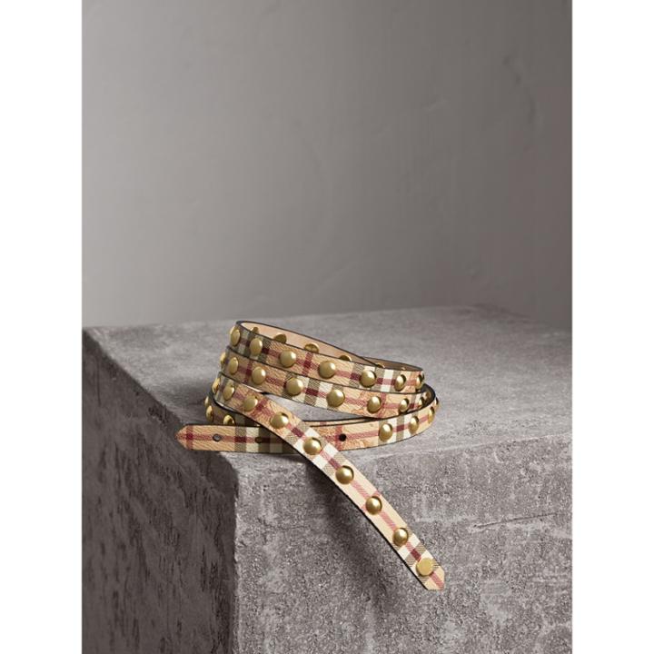 Burberry Burberry Studded Haymarket Check Double-wrap Belt, Size: 80, Beige