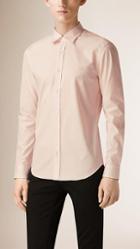 Burberry Brit Check Detail Stretch Cotton Poplin Shirt