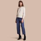 Burberry Burberry Open-knit Detail Cashmere Crew Neck Sweater, White