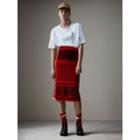 Burberry Burberry Geometric And Cable Knit Wool Cashmere Skirt, Red