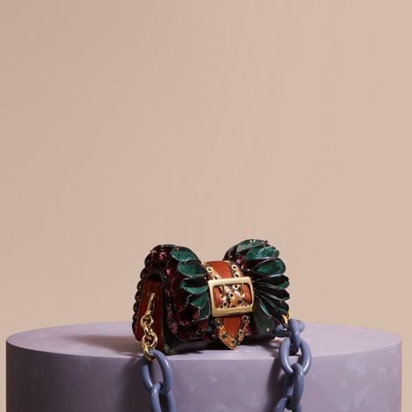 Burberry The Ruffle Buckle Bag In Snakeskin, Ostrich And Calfskin