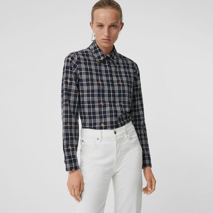 Burberry Burberry Fil Coup Check Cotton Shirt, Size: 06, Blue