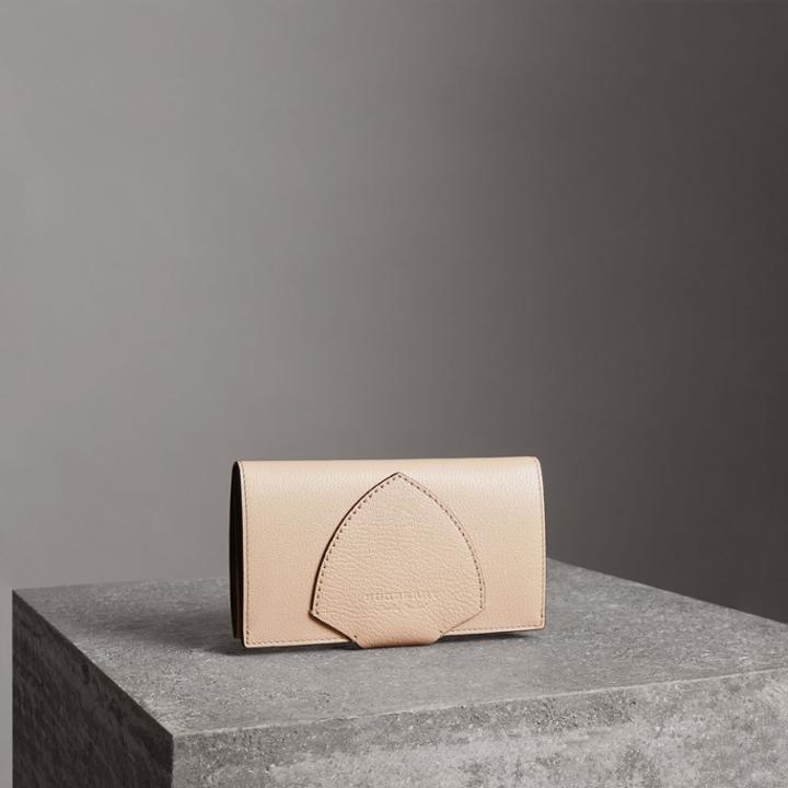 Burberry Burberry Equestrian Shield Two-tone Leather Continental Wallet, Beige