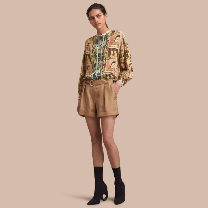 Burberry Burberry Tailored Silk Shorts, Size: 08, Beige