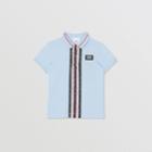 Burberry Burberry Childrens Monogram Stripe Print Cotton Piqu Polo Shirt, Size: 14y, Blue